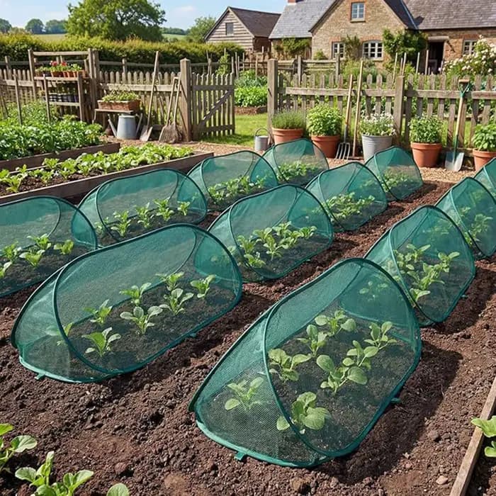 Filet de protection pop-up pour plantes de jardin avec 6 piquets de sol