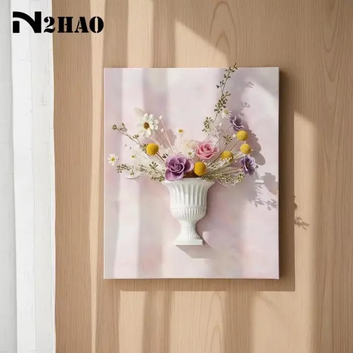 Vase mural demi-cercle blanc pour peinture à l'huile à la française