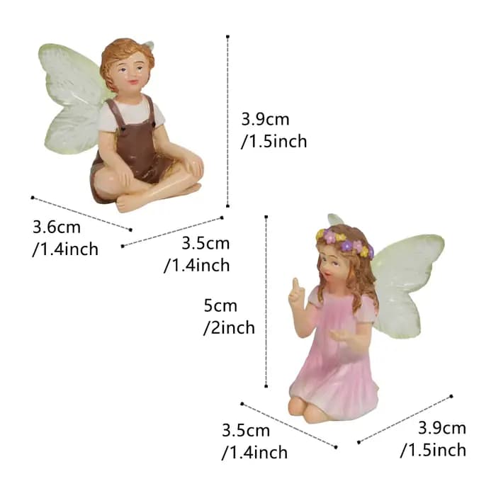 2 pièces mignon murmur fée jardin résine artisanat ornements de table, ornements de conte de fées jardin pelouse porche cour décor extérieur