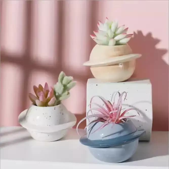 Pot de plantes planète créative Pot Succulent en céramique jardinières rondes bureau petits Pots de fleurs plante