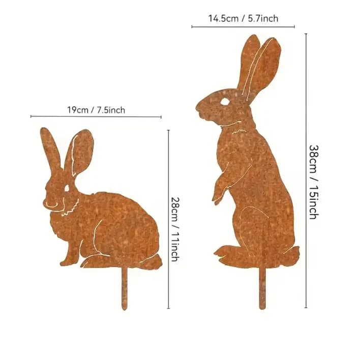 Charmant piquet de jardin en métal de lapin rustique