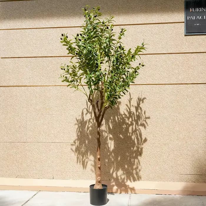 Grand Olive Artificiel au Toucher Réel avec Pot