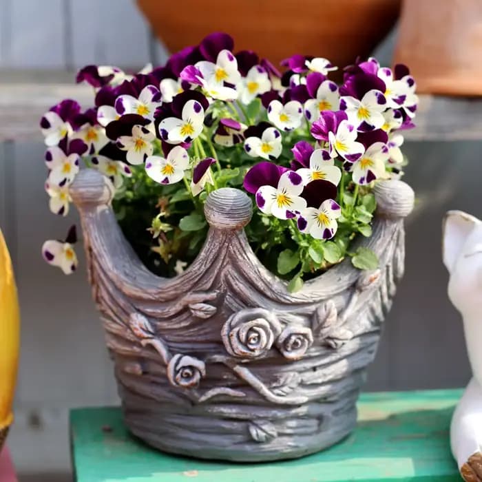 Pot de fleur en forme de couronne