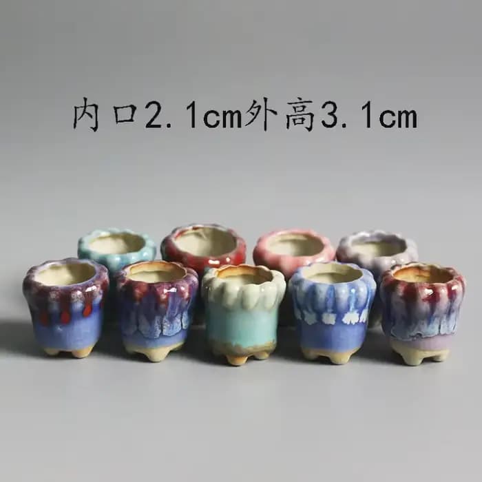 Mini pot de fleurs charnu semi-glaçure avec trou