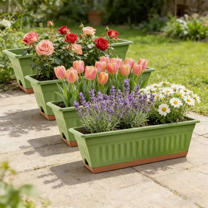 Jardinière rectangulaire décorative 4 pièces