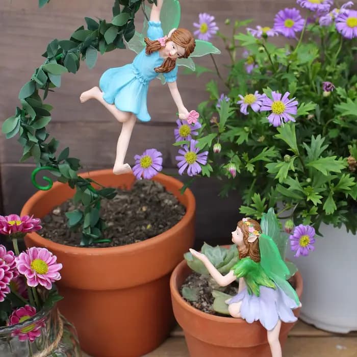 Statue de fée de fleur en résine extérieure, décoration de pot de fleur, jardin extérieur de maison, cadeau de Saint-Valentin, cadeau pour passionnés de jardin