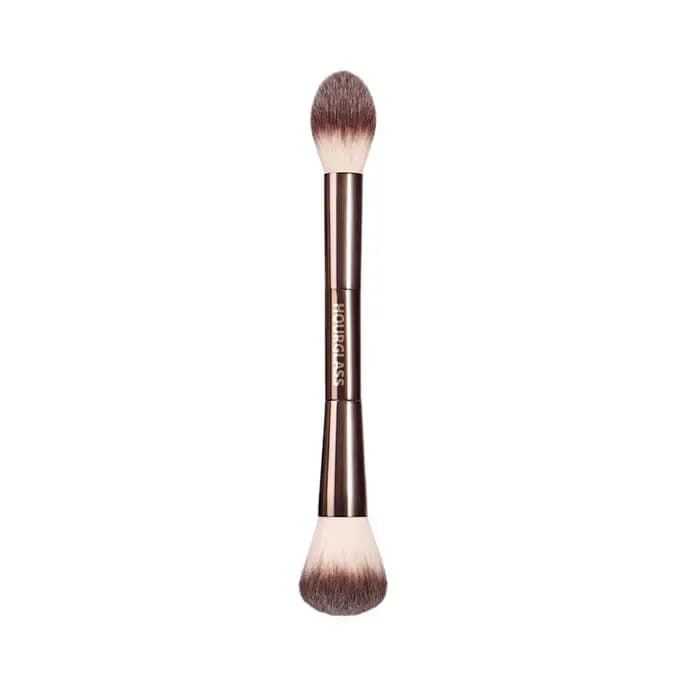 Pinceau de maquillage, pinceau à poudre, pinceau à blush, pinceau à poudre libre, manche métallique professionnel exquis, design à double tête, avec boîte