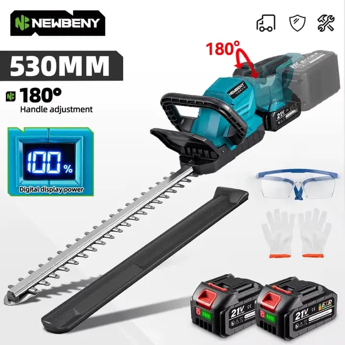 NewBeny taille-haie électrique avec affichage LED 3000 tr/min tondeuse sans fil scie de taille tondeuse à gazon outil de jardin pour batterie 18 V-21 V