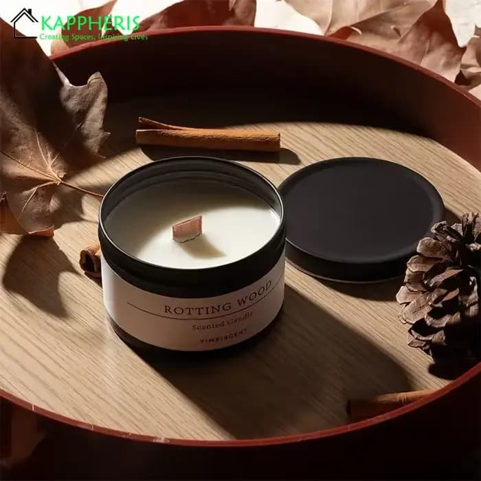 Bougies aromatiques parfumées en boîte de conserve noire