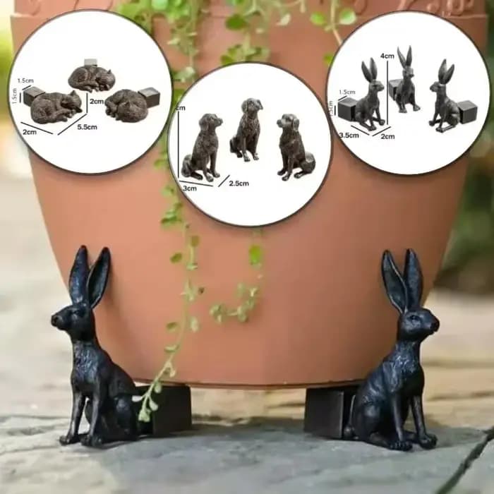 3 pièces Pot de fleur pieds support extérieur jardin résine Pot pied plante bonsaï supports forme animale chat chien lapin Pots de plantes Risers Pad