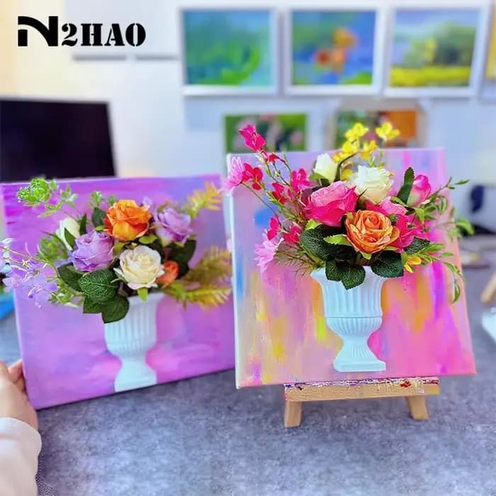 Vase mural demi-cercle blanc pour peinture à l'huile à la française