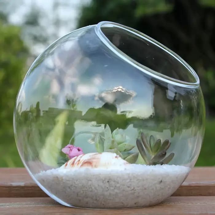 Micro vase en verre à bouche inclinée paysage bricolage