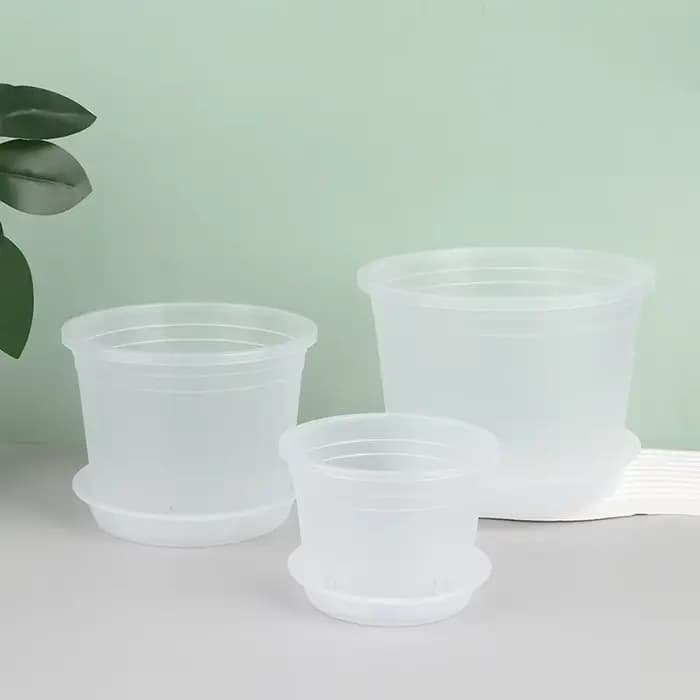 Pot d'orchidée rond Transparent avec/sans plateau