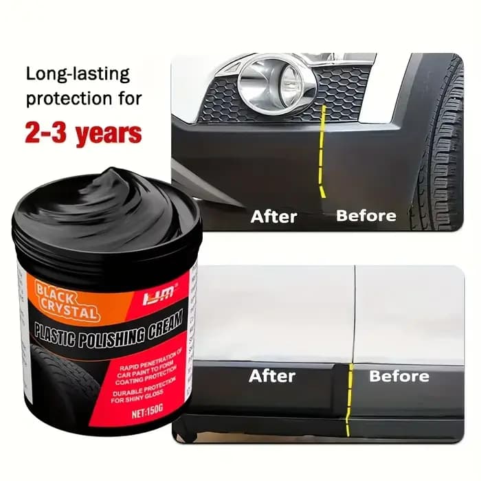 Pâte de réparation pour plastique et caoutchouc, 150g, vernis cristal noir pour rayures de voiture, brillance des pneus et renouvellement intérieur, Anti-âge et décoloration
