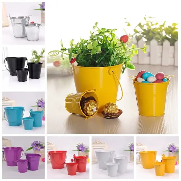 Pot de fleur en fer blanc vintage