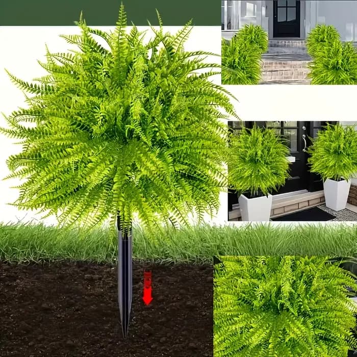 2 pièces - Plante artificielle de fougère de Boston réaliste de 44 cm