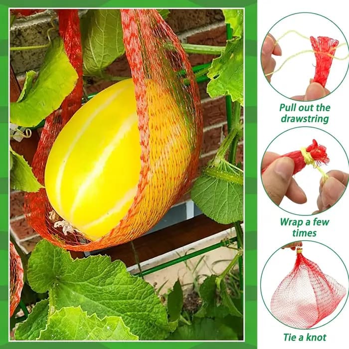 Sac de plantation et de suspension en filet plastique 3D pour melons, sac de transport pour matériel de jardinage et agriculture des légumes