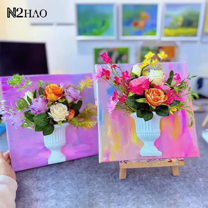 Vase mural demi-cercle blanc pour peinture à l'huile à la française