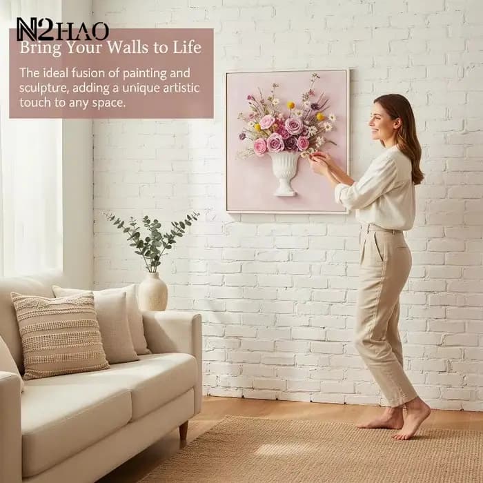 Vase mural demi-cercle blanc pour peinture à l'huile à la française
