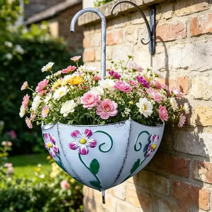Panier fleurs élégant Styles européens, jardinière suspendue en forme parapluie, Pot fleurs ferme, décoration