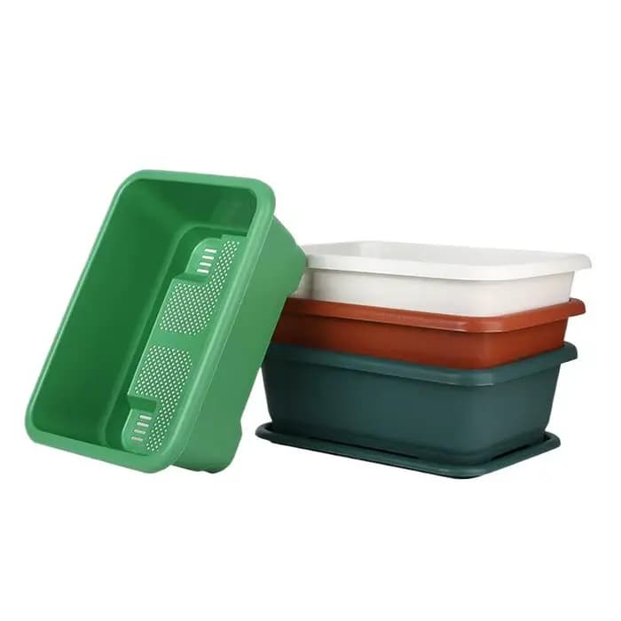 Jardinière rectangulaire incassable et résistante aux chocs avec trous de drainage