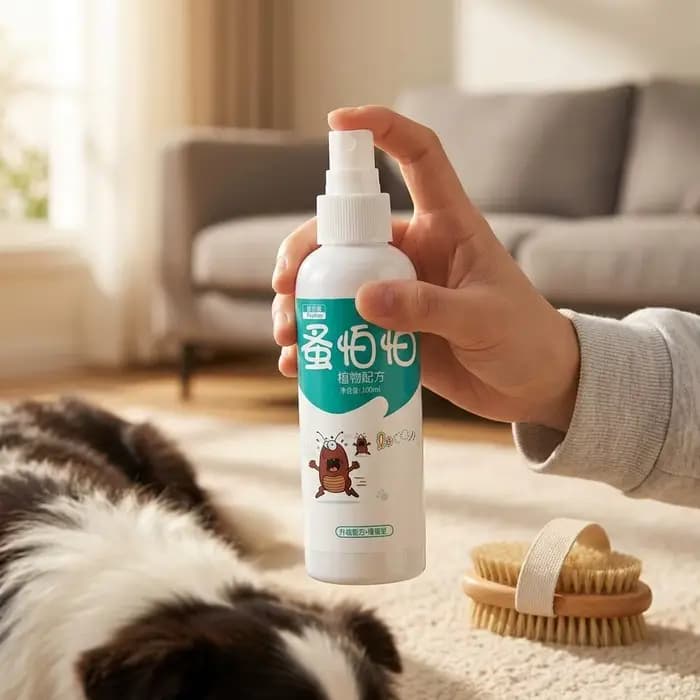 Spray anti-puces et tiques pour animaux de compagnie, 100 ml, traitement rapide et pratique pour chiens et chats, pour l'intérieur et l'extérieur, fournitures pour animaux de compagnie