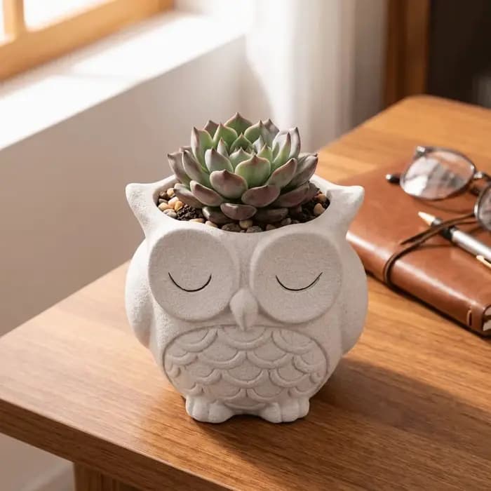 Pot de fleurs unique en céramique en forme de hibou