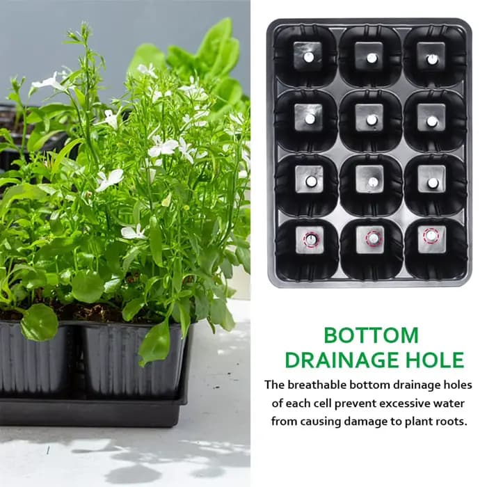 Pots de semis de légumes à 12 trous avec trou inférieur