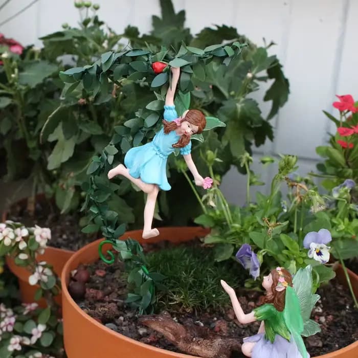 Statue de fée de fleur en résine extérieure, décoration de pot de fleur, jardin extérieur de maison, cadeau de Saint-Valentin, cadeau pour passionnés de jardin