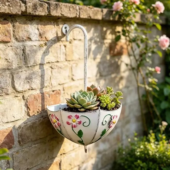 Panier fleurs élégant Styles européens, jardinière suspendue en forme parapluie, Pot fleurs ferme, décoration