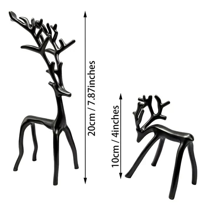 Décoration de noël de renne noire, Sculpture de cerf de Style européen moderne, ornements de table de noël noirs