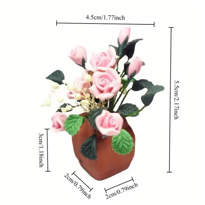 Mini plante en pot de roses en argile, Simulation Miniature de fleurs, accessoires, modèle pour décoration de maison, Micro paysage, 1/12