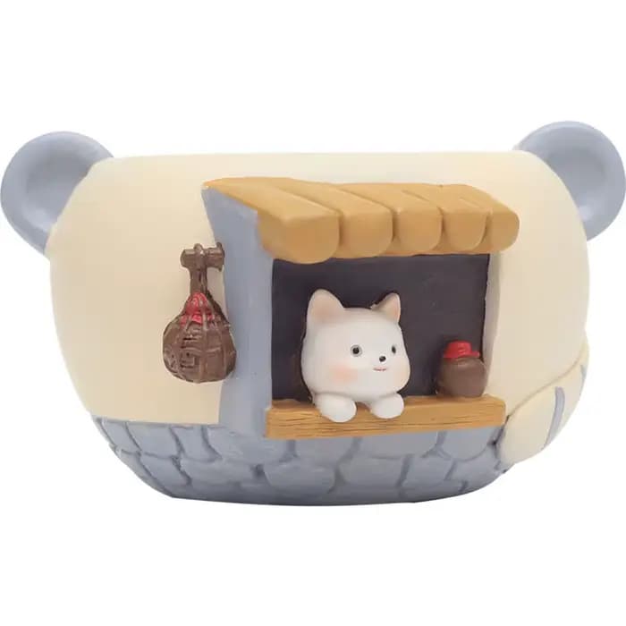 1 pièce Pot de fleurs en résine motif animal de dessin animé pour plantes succulentes, décoration de bureau et de balcon, pot de jardin pour micro-paysage