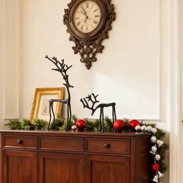 Décoration de noël de renne noire, Sculpture de cerf de Style européen moderne, ornements de table de noël noirs