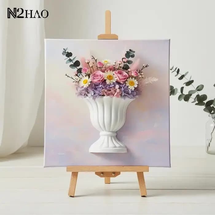 Vase mural demi-cercle blanc pour peinture à l'huile à la française