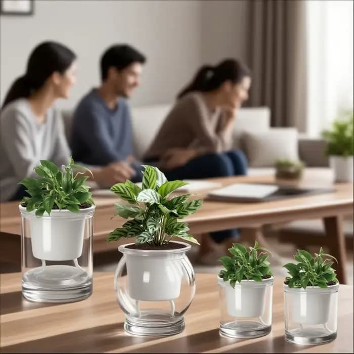 Pot de fleurs en résine blanche