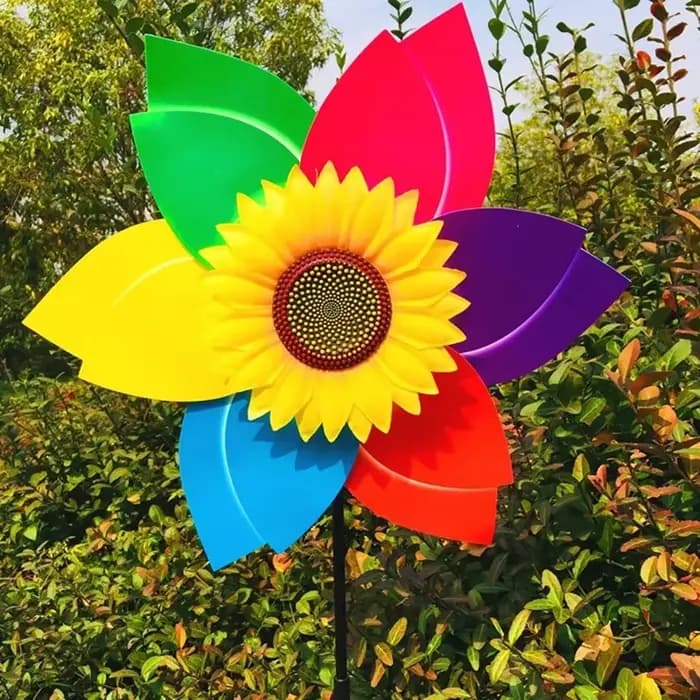 Décoration de jardin : Moulin à vent tournesol rotatif