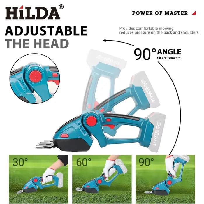 HILDA 2 IN1 taille-haie électrique sans fil portable désherbage taille cisaille tondeuse à arbustes outil de jardin pour Makita 18V batterie