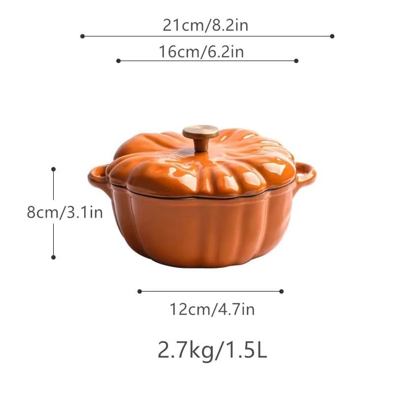 Marmite en émail en forme de citrouille, marmite multifonctionnelle pour ragoût et soupe, ustensile 