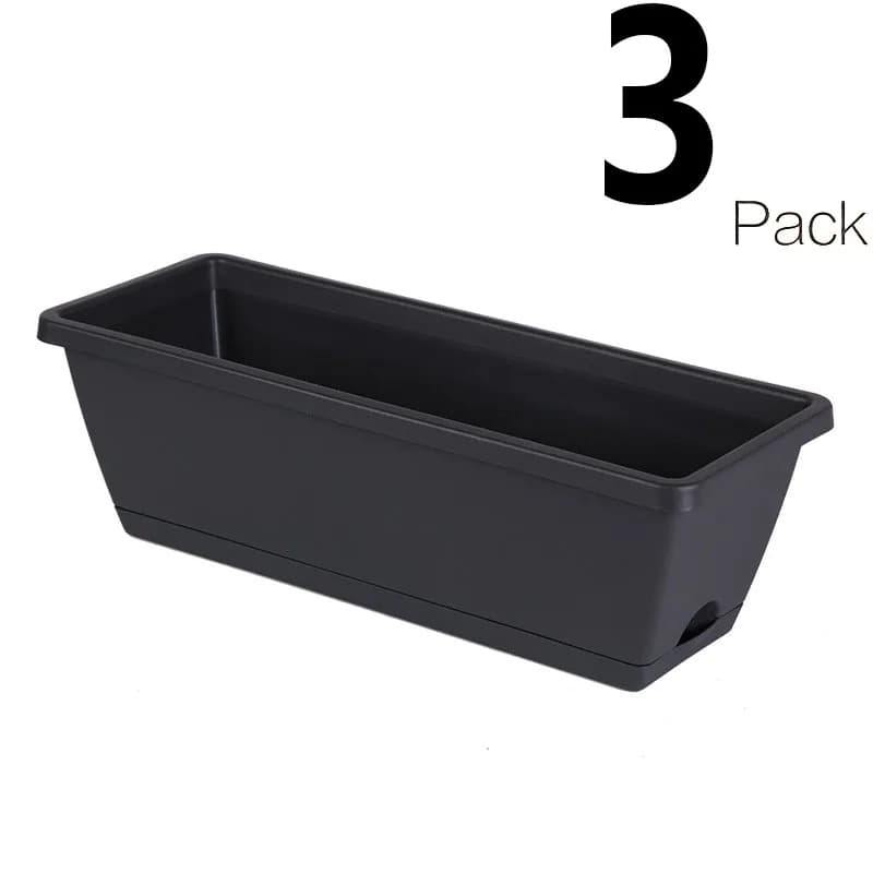 3 pièces fenêtre boîte planteur Rectangle plante conteneurs décors avec trous de Drainage Pot de fle