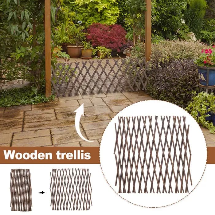 Treillis de jardin extensible en saule, Support pour plantes, treillis grimpant, décoration de clôtu
