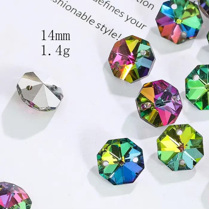 20 pièces de perles octogonales en cristal, capteur de soleil, prisme, pièces de lustre, bricolage,