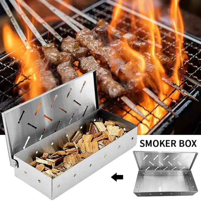 Boîte de fumoir pour barbecue, copeaux de bois pour intérieur et extérieur, charbon de bois, gaz, gr