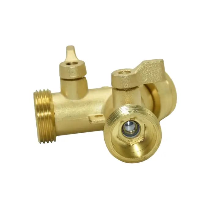 Mathiateur d'eau du robinet de jardin en laiton, filetage 3/4 ", 2 voies, vanne d'irrigation en cuiv