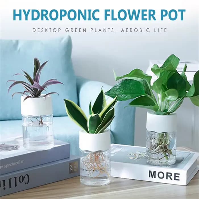 Mini Pot de fleur hydroponique, Vase décoratif pour la maison, Imitation verre Transparent, Pots de