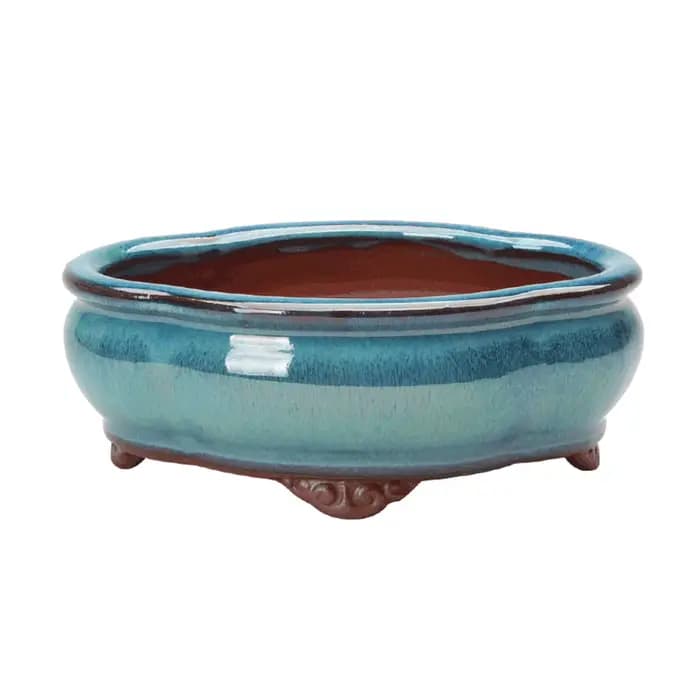 Pots de jardinière de jardin en céramique, Pots de bonsaï élégants et respirants en poterie brute po
