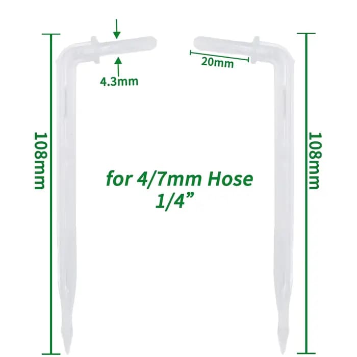 Goutteur de tuyau à courbure transparente, 25x flèche 1/4 en effet, 4/7mm, émetteur de goutte à gout