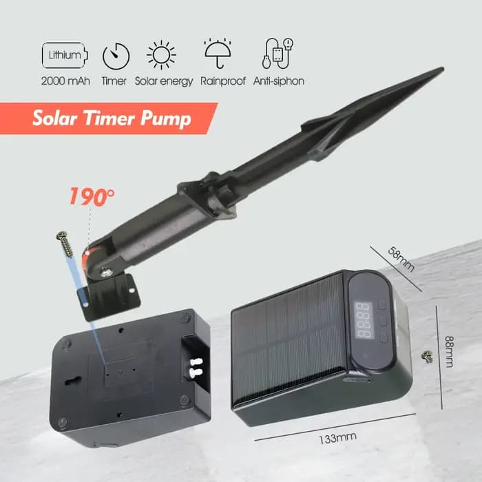 Mini minuterie solaire de jardin, Kit d'irrigation goutte à goutte automatique, alimenté par l'énerg
