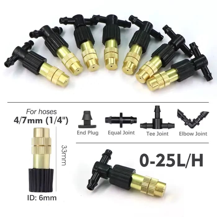 Kit de pompe auto-amorçante 30-10m 60W, système de refroidissement par brumisation, buse réglable 1/