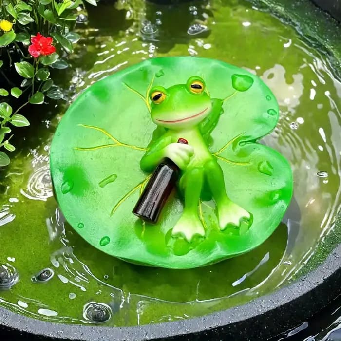 Décor de grenouille flottant pour étang, ornement de grenouille, Statue artisanale pour fleur de Lot